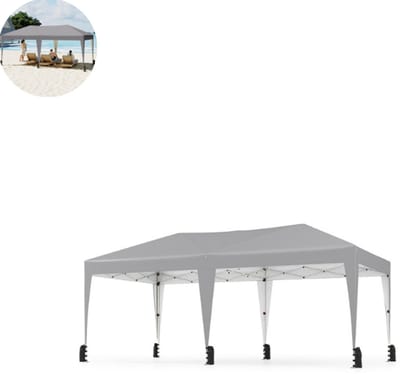 Partytent opvouwbaar - Paviljoen - 3x6 - Easy up - Waterdicht - met Zijwanden - Weerbestendig - Grijs