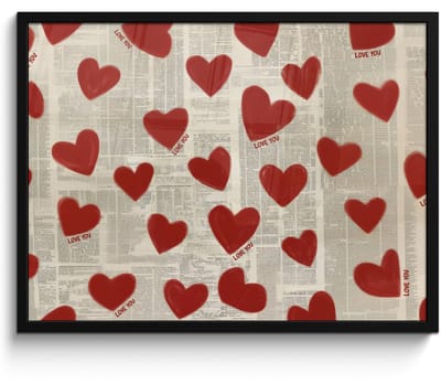 Poster in lijst - Fotolijst 70x50 cm - Posters - Hartjes - Krant - Loveyou - Posterlijst zwart - Decoratie - Wanddecoratie woonkamer - Muurdecoratie slaapkamer