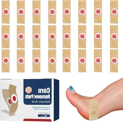 24 Stuks Corn Wart Remover Patches voor Eelt, Roodheid en Zwelling door Wrijving, Ademend en Apart Verpakt