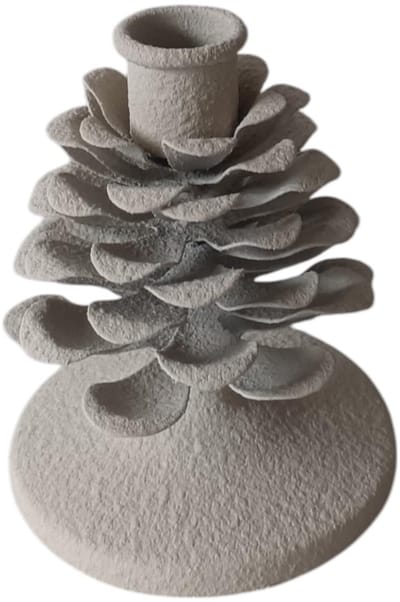 Kandelaar Pinecone wit 9,5x9,5x11,5cm