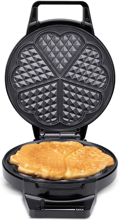 Hartvormige Wafelmaker - 5 Wafels in 5 Minuten - Antiaanbaklaag - Voor Perfecte Wafels