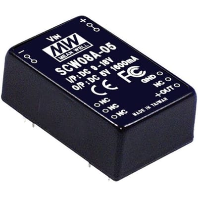 MEAN WELL SCW08A-05 DC/DC-converter 8 W Aantal uitgangen: 1 x Inhoud 1 stuk(s)