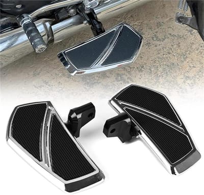 Motorfiets Voetsteunen - Brede Treeplanken - Comfortabel Rijden - Antislip Rubber Oppervlak - 1.5 Kilogram - Chroom