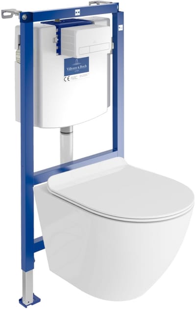 VILLEROY&BOCH VICONNECT SOFI SLIM - Inbouwreservoir H112 - Witte drukplaat - Rimless wandcloset Wit complete set