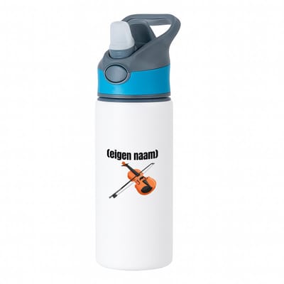 Hacebo® - viool met eigen naam waterfles met rietje blauw - Viool - muziek liefhebbers - iemand die houdt van violen - verjaardag - cadeau - kado - geschenk - water fles - 650ML