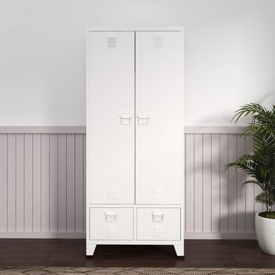 Metalen kast Hankasalmi met 2 lades 180x90x40 cm wit