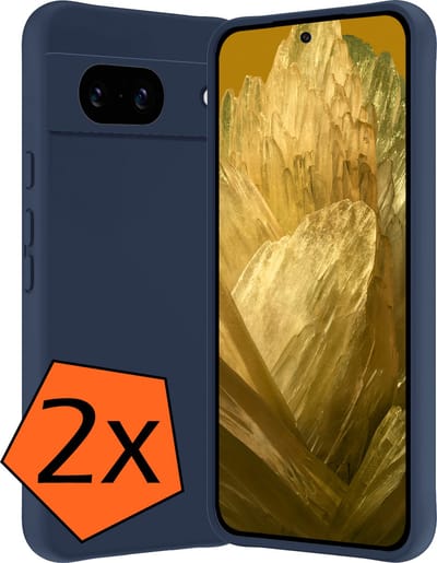 Hoes - 2 Stuks - Geschikt voor Google Pixel 8a - Sterk & Shockproof - Case Siliconen - Back Cover - Telefoon Hoes - Donkerblauw