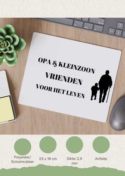 Akyol - opa en kleinzoon vrienden voor het leven Muismat - Vriend - opa/kleinzoon - opa cadeautjes - cadeau - kado - geschenk - kleinzoon verjaardag - kleinzoon artikelen - 23 bij 19 cm