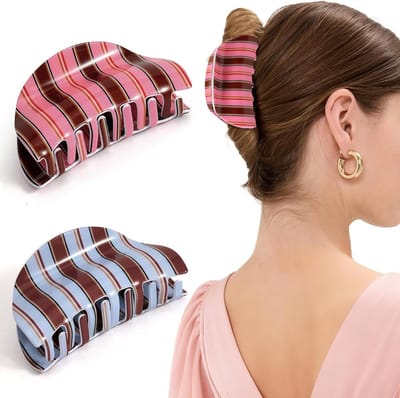 Duurzame Haarclips voor Vrouwen, 2 Stuks Middelgrote Klemmen voor Dik Haar, Sterke Grip, Ideaal voor Updos en Halve Updos