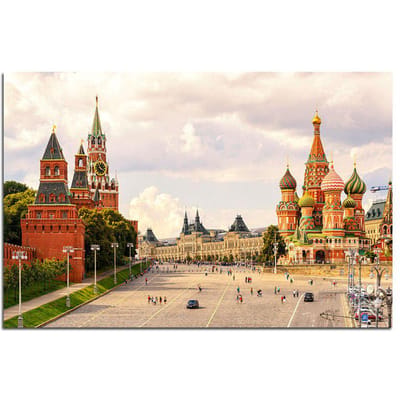 Sites pittoresques de renommée mondiale Kremlin et Cathédrale Basile Peinture Diamant Broderie Diamant 20X30CM brown
