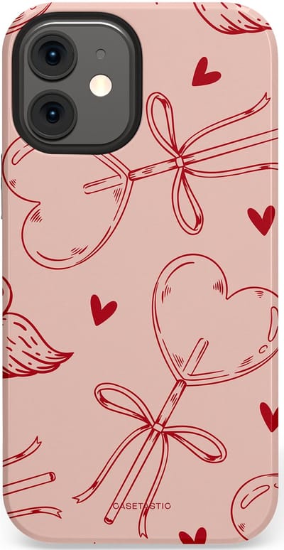 Casetastic Hoesje Geschikt voor Apple iPhone 12 Mini - Stijlvolle Beschermende Duo-layer Case - Zoete strikjes
