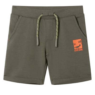 vidaXL Kindershorts met trekkoord 128 donkerkaki