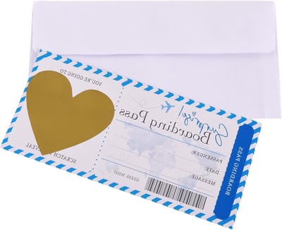Persoonlijke Scratch Card met Envelope en Hart, Verrassende Reiservaringen, Unieke Bordkaart voor Vakantie en Avontuur