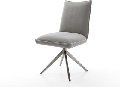 Eetkamerstoel Lelio-Flex kruisframe breed grafiet zachte stof met structuur grijs 360° draaibaar rocker-functie pocketveer kern