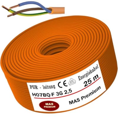PUR-kabel H07BQ-F 3G1,5 50m - Oranje Apparaat- en Bouwplaatskabel voor Buiten