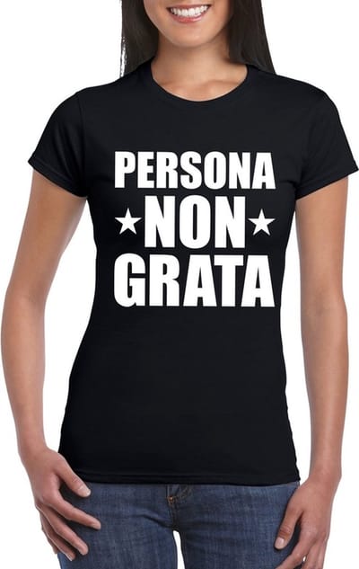 Zwart persona non grata t-shirt voor dames S
