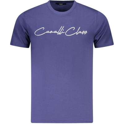 Cavalli Class Blu Katoenen Heren T-Shirt
