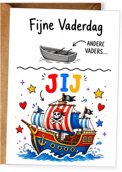 Grappige Vaderdagkaart - Jij vs andere vaders - Humoristische kaart papa - Boot piraten - Vaderdagcadeau - Wenskaart vader - Ansichtkaart (10x15 cm incl. envelop)