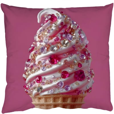 Sierkussens - Kussentjes Woonkamer - 50x50 cm - Softijs - Edelstenen - Roze - Hoorntje