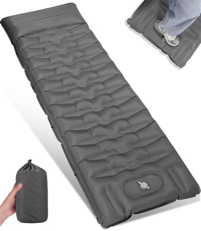 Unyqoos® Zelfopblazende en comfortabele slaapmat voor kamperen, wandelen en outdoor activiteiten met voetpomp
