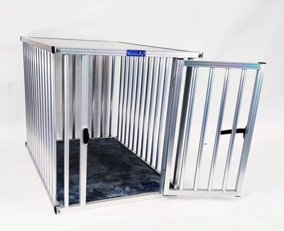 Hondenkooi Aluminium - Transportbox Huisdier - Veilig Verblijf - Twee Deuren - 95 x 66 x 70 cm - Goudkleurig