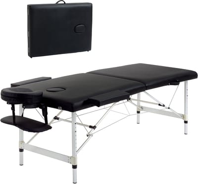 HOMCOM Massagetafel Inklapbaar - Massagebank - Behandeltafel met Draagtas - Zwart