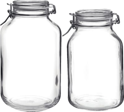 Set van 2x stuks weckpotten/inmaakpotten met beugelsluiting 2 liter - 3 liter - Voorraadpotten