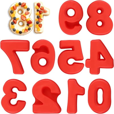 Set van 10 Siliconen Bakvormen met Cijfers 0-9 - Rood Taartvorm voor Verjaardagstaarten en Decoratie