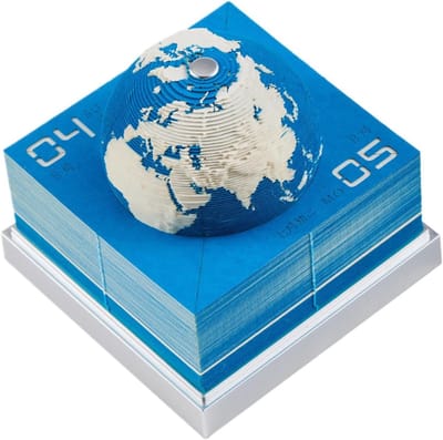 3D Tafelkalender - Bureauornament - Creatieve Decoratie - Aardvorm Design - 8.7x8.7x8.9 cm - Blauw