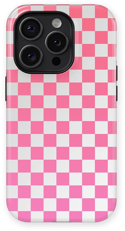 Design Hoesje geschikt voor iPhone 14 Pro | Geschikt Voor Mag | Tiny Squares Checkered Print | Backcover geschikt voor iPhone 14 Pro Pink Pop Grid