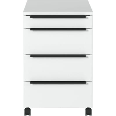 Verrijdbaar onderstel, 4 laden incl. opbergvak, B 420 x D 600 x H 630 mm, wit
