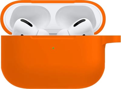 Hoesje - Geschikt voor Apple Airpods Pro - Siliconen Hoes met Clip - Silicone Case Cover - Oranje