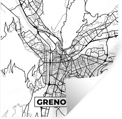 Muurstickers - Sticker Folie - Kaart - Plattegrond - Grenoble - Frankrijk - Stadskaart - Zwart wit - 100x100 cm - Plakfolie - Muurstickers Kinderkamer - Zelfklevend Behang XXL - Zelfklevend behangpapier - Stickerfolie