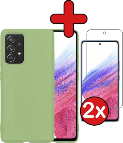 Hoesje - Met 2x Screenprotector - Geschikt voor Samsung Galaxy A53 - Sterk & Shockproof - Telefoon Hoes - Back Cover - Siliconen Case - Telefoonhoes - Groen