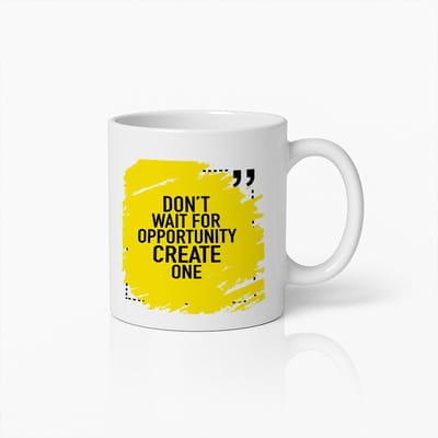 Koffiemok 330ml – "Wacht niet op een kans, creëer er één" Quote Design – Inspirerend Cadeau voor Kantoor, Studenten, Thuis