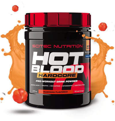 Scitec Nutrition® - Hot Blood Hardcore (375 gram - Guarana) - 30 doseringen - krachtige pre workout formule - poeder - pre-workout