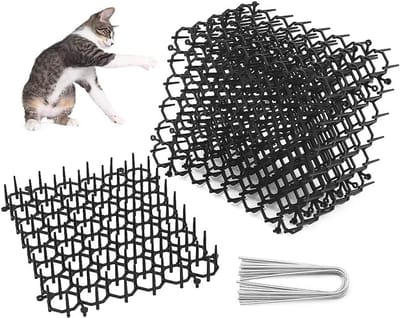 Effectieve Kattenafschrikker met 6 Bladen en 10 Nietjes - Plakstrip tegen Graafgedrag in Bloembedden en Tuinen