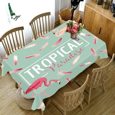 Tafelkleed met natuurmotief, flamingo's en tropische motieven, stofwerend, dik katoen, rechthoekig of rond, geschikt voor bruiloften, picknicks en feesten. 40 X 40CM