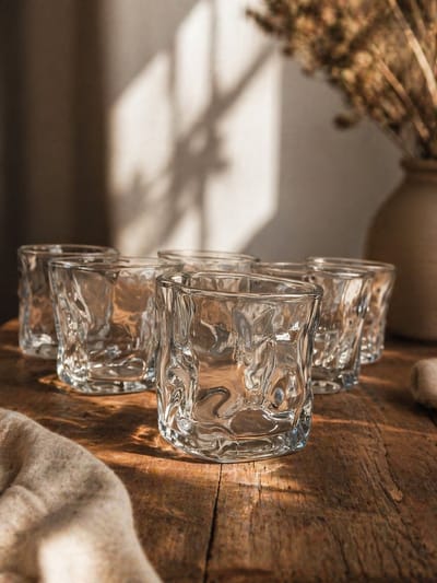 Mevaz Drinkglazen Set van 6 – 190 ml – Waterglazen – Frisdrankglazen – Transparant – Vaatwasserbestendig – Modern Design