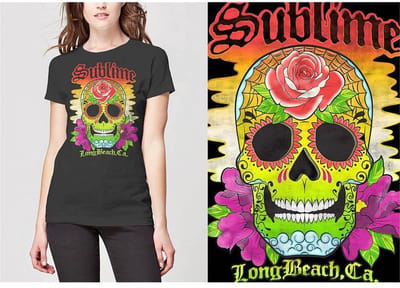 Sublime - Colour Skull Dames T-shirt - S - Zwart