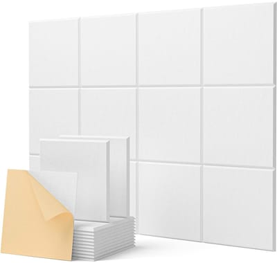 Geluidsabsorberende Panelen - 10 Stuks - 30x30 cm - Zelfklevende Geluidsabsorberende Panelen - Geluidsreductiebord - Polyestervezel met Hoge Dichtheid - Geschikt voor Speelkamer, Woonkamer, Studio, Kantoor - Wit