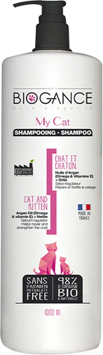 BIOGANCE kat en kittenshampoo 1L - geen parabenen - phtalaten-vrij - 98% origine BIO&naturell - met arganolie (omega&vitamine E) helpt de vacht herstellen -