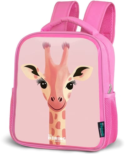 NoBoringSuitcases.com® - Rugzak roze - Schooltas meisjes - Giraffe - Wimpers - Minimalistisch - Roze - Kinder rugtas meisje - Boekentas kind - Kinderrugzak voor school - Schoolrugzak