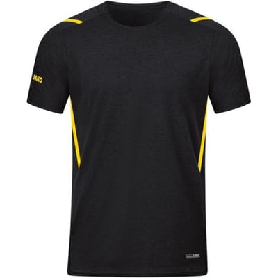 Jako Challenge T-Shirt Kinderen - Zwart Gemeleerd / Citroen | Maat: 164