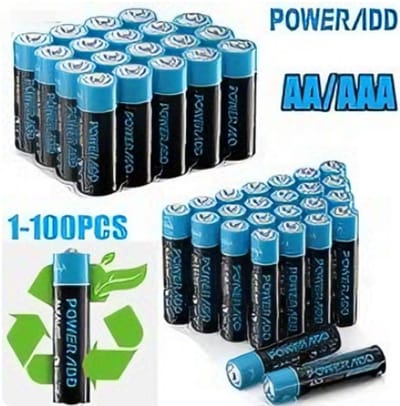 POWERADD batterijen LR06 - 44 x AAA-batterij en 44 x AA-Batterij - 88 stuks - Alkaline AA - 1.5V - Duurzaam - voor huishoudelijk gebruik
