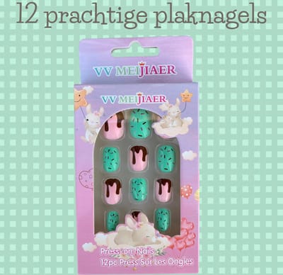 Plaknagels | Valse Nagels voor Kinderen | Geen Lijm Nodig | Plakstrip | Softijs
