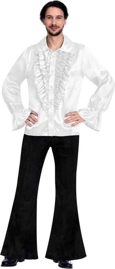 Amscan Shirt Satin Heren Polyester Wit Maat S