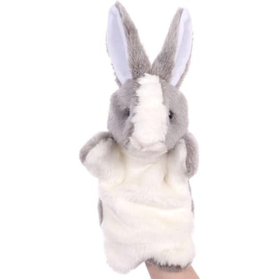 Mode 11,8 Inch Handpop Dier Konijn Cartoon Rollenspel Speelgoed Zacht Pluche Verhalen Vertellen Lesgeven Pluche Pop Rollenspel grijs