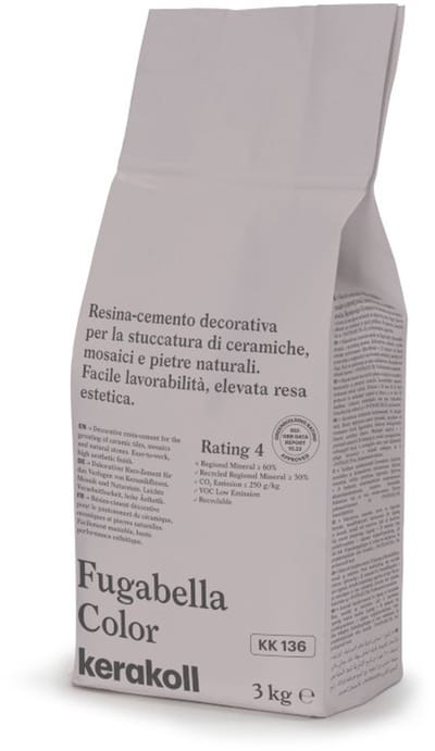 Kerakoll Fugabella Voegmiddel KK136 - Kleur 136 Grijs - 3 kg Voegmortel voor Tegels & Natuursteen - Verkrijgbaar in 50 Kleuren - Greenbuild rating 4