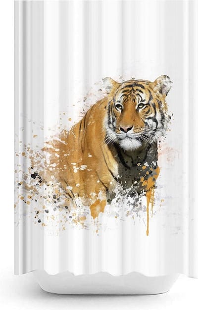 Zethome Tiger - Douchegordijn met Ringen - 180x200 cm - Digitaal Printen - Badkamer Gordijn - Shower Curtain - Waterdicht - Sneldrogend - Anti Schimmel -Wasbaar en Duurzaam